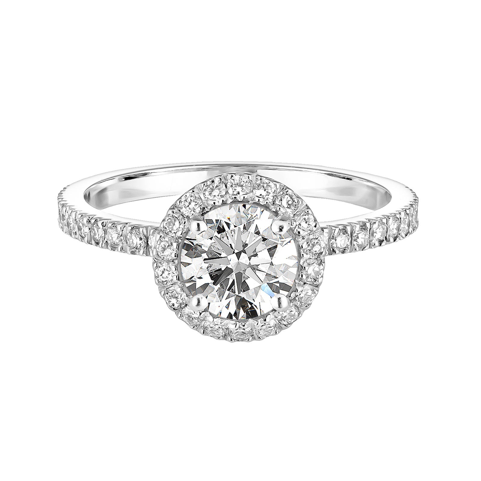 0.80 CT Round Shaped Moissanite Halo Engagement Ring 1