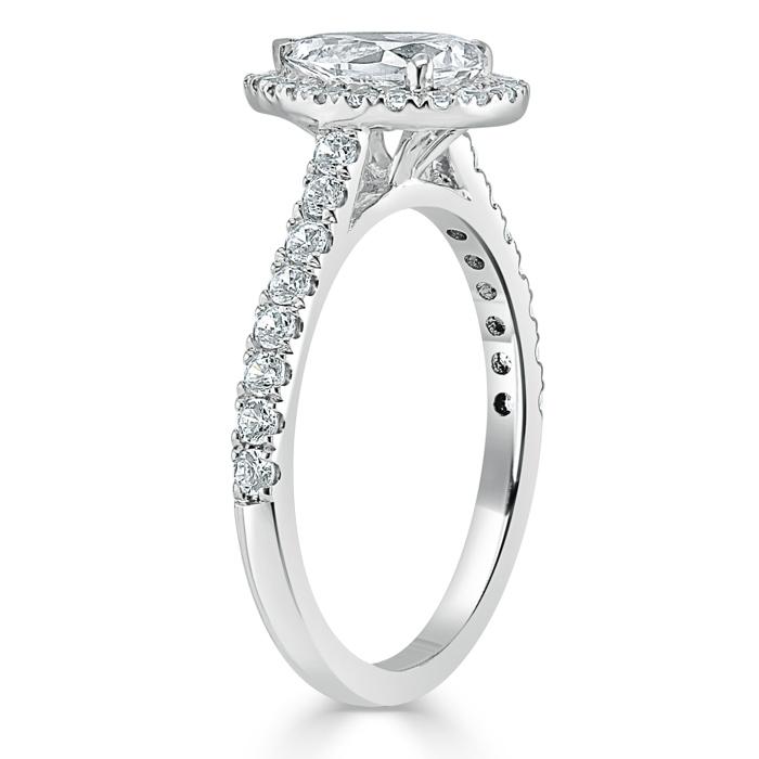 1.0 CT Pear Cut Halo Moissanite Engagement Ring With Pave Setting 3