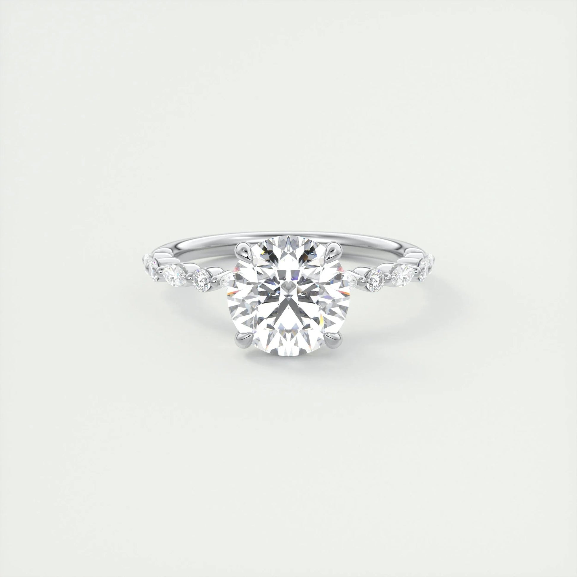 2.0 CT Round Solitaire Pave Moissanite Engagement Ring 1