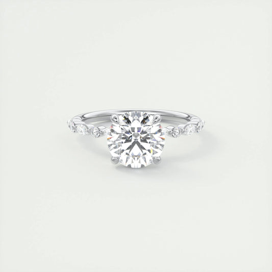 2.0 CT Round Solitaire Pave Moissanite Engagement Ring 1