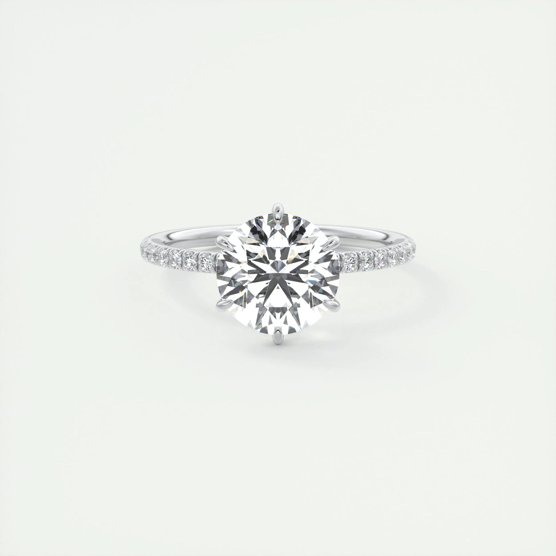 2.0 CT Round Cut Solitaire Pave Moissanite Engagement Ring 1