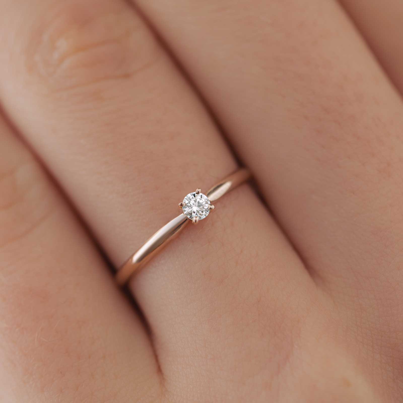 0.11 CT Round Shaped Moissanite Solitaire Engagement Ring 1