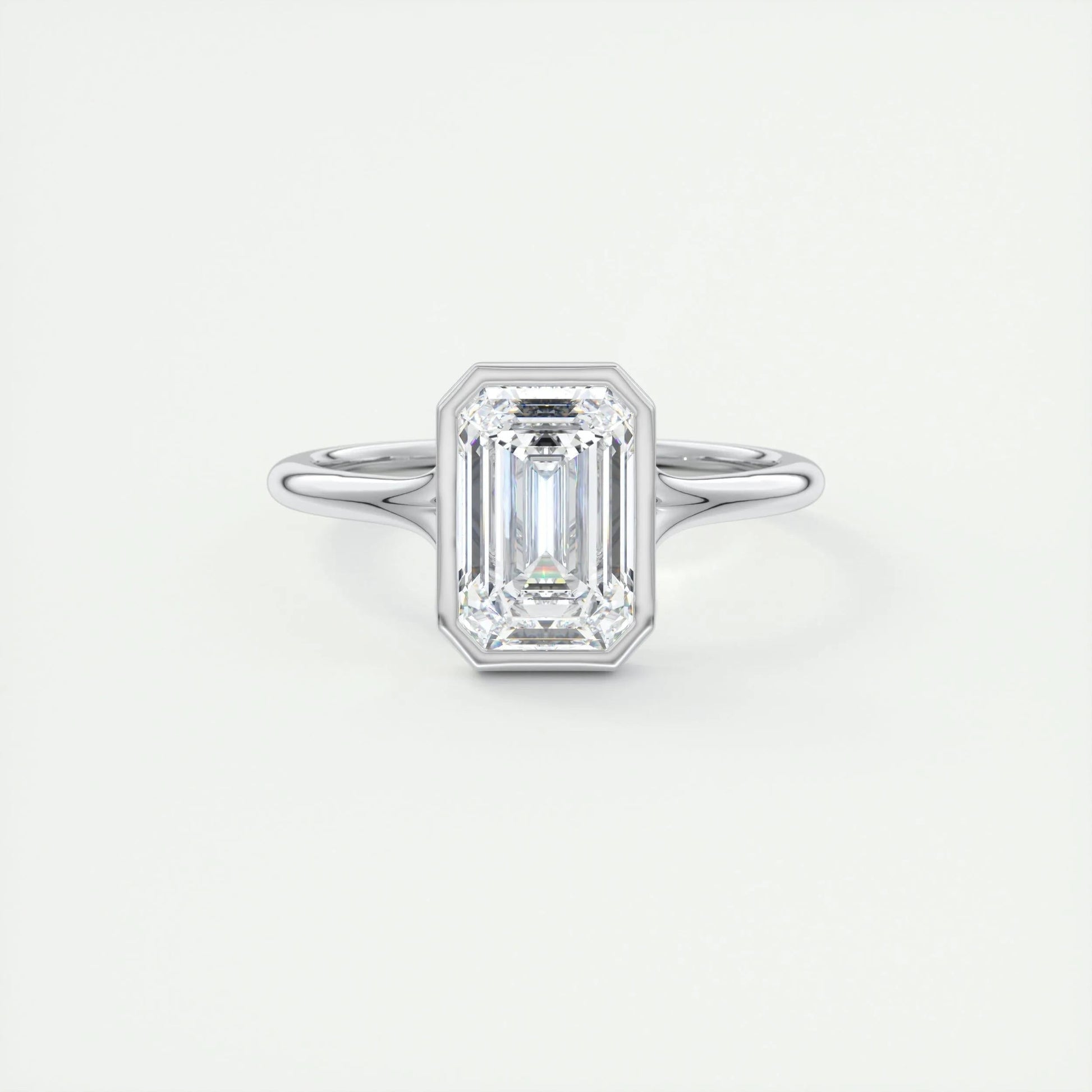 2.03 CT Emerald Cut Bezel Solitaire Moissanite Engagement Ring 1