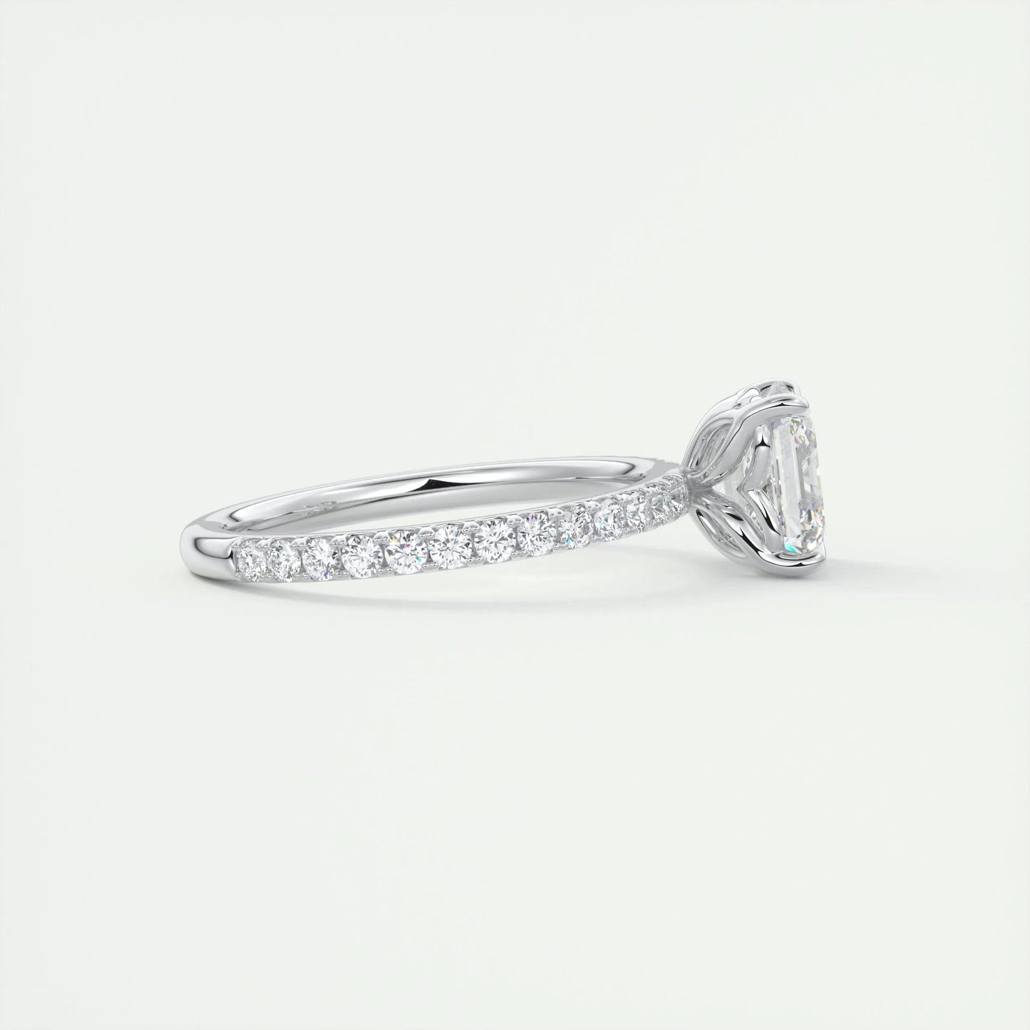 2.03 CT Asscher Cut Solitaire Pave Moissanite Engagement Ring 2