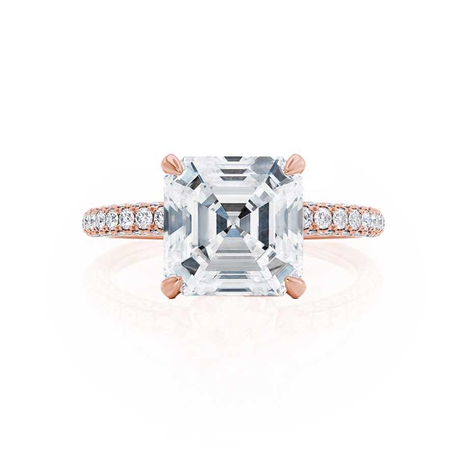 1.30 CT Asscher Shaped Moissanite Hidden Halo Style Engagement Ring 5