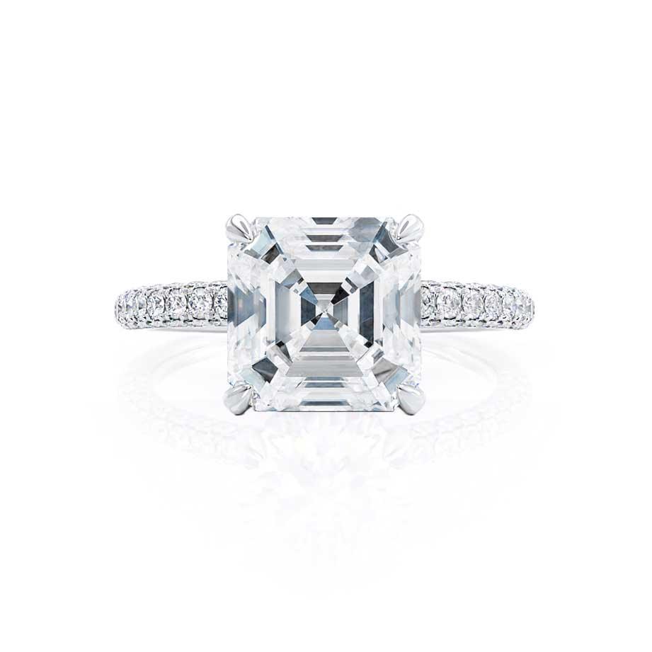 1.50 CT Asscher Shaped Moissanite Hidden Halo Engagement Ring 5