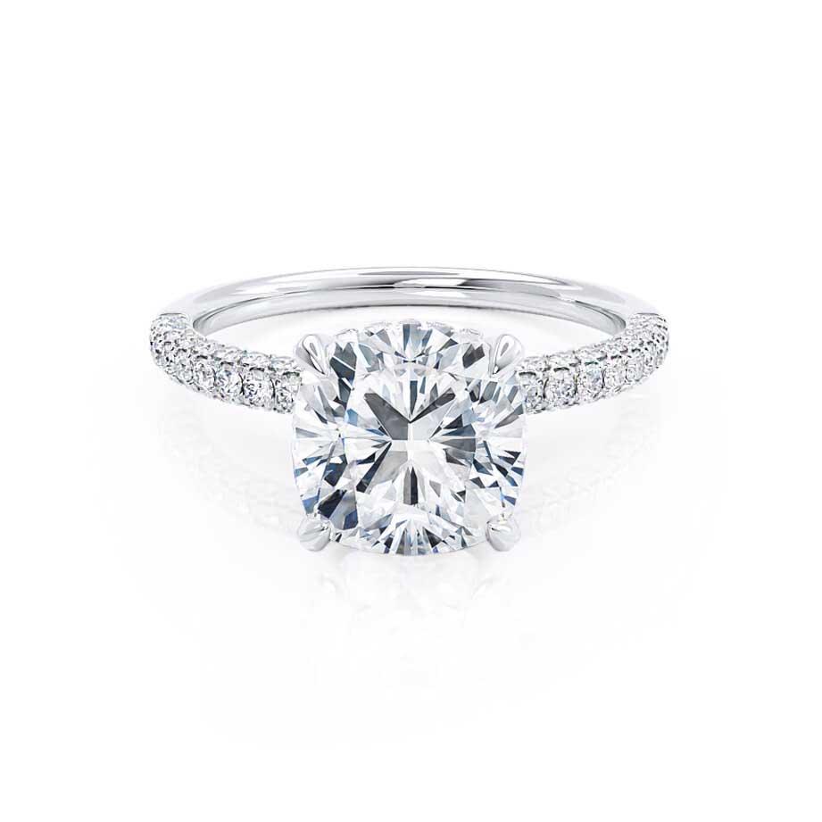 1.70 CT Cushion Shaped Hidden Halo Style Moissanite Engagement Ring 4