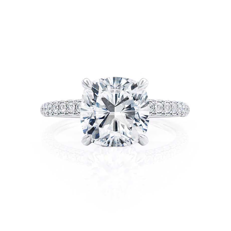 1.70 CT Cushion Shaped Hidden Halo Style Moissanite Engagement Ring 5