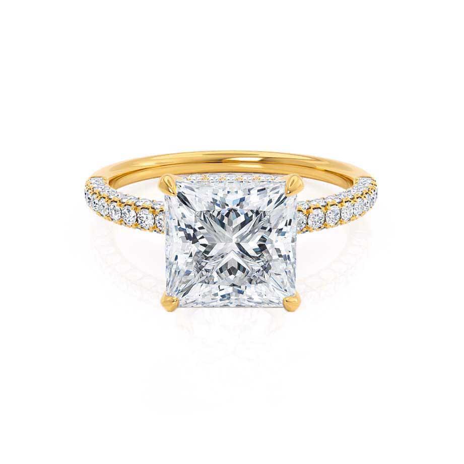 1.50 CT Princess Shaped Moissanite Hidden Halo Style Engagement Ring 4