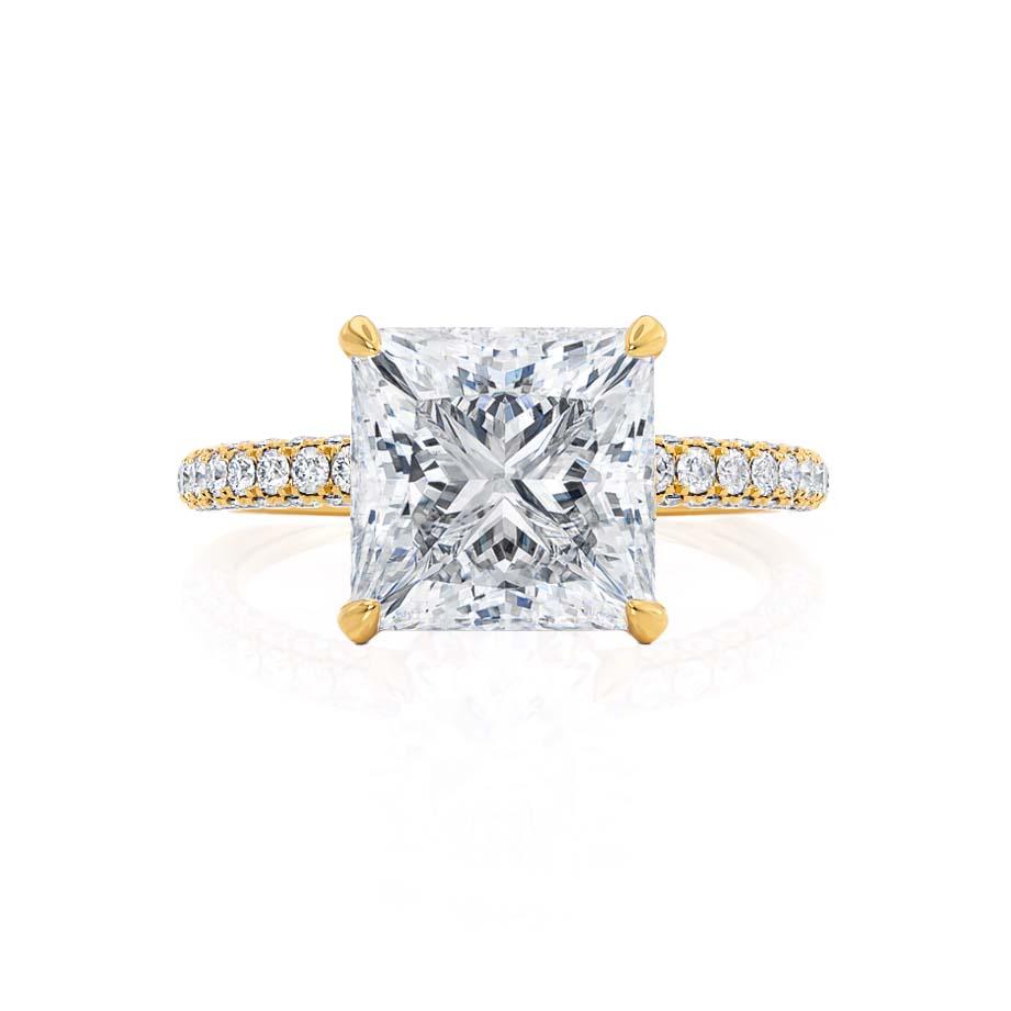 1.50 CT Princess Shaped Moissanite Hidden Halo Style Engagement Ring 5