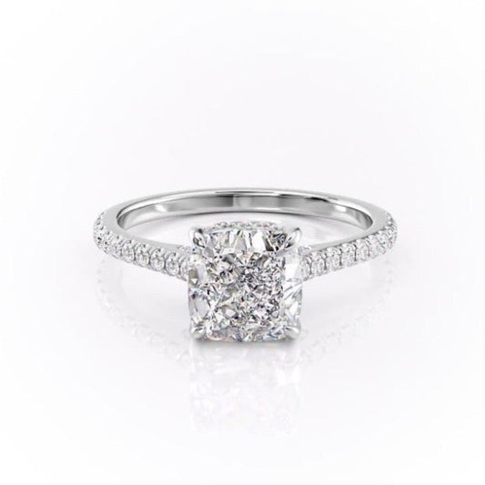 2.15 CT Cushion Cut Pave Setting Moissanite Engagement Ring 10