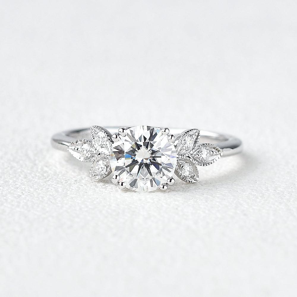 1.0 CT Round Cut Art Deco Moissanite Engagement Ring 1