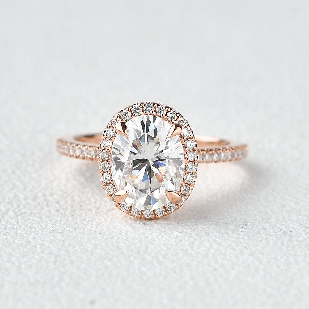 1.91 CT Oval Cut Halo Pave Moissanite Engagement Ring 1