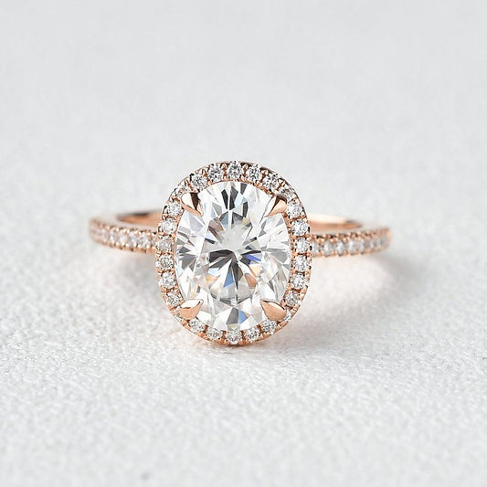 1.91 CT Oval Cut Halo Pave Moissanite Engagement Ring 1