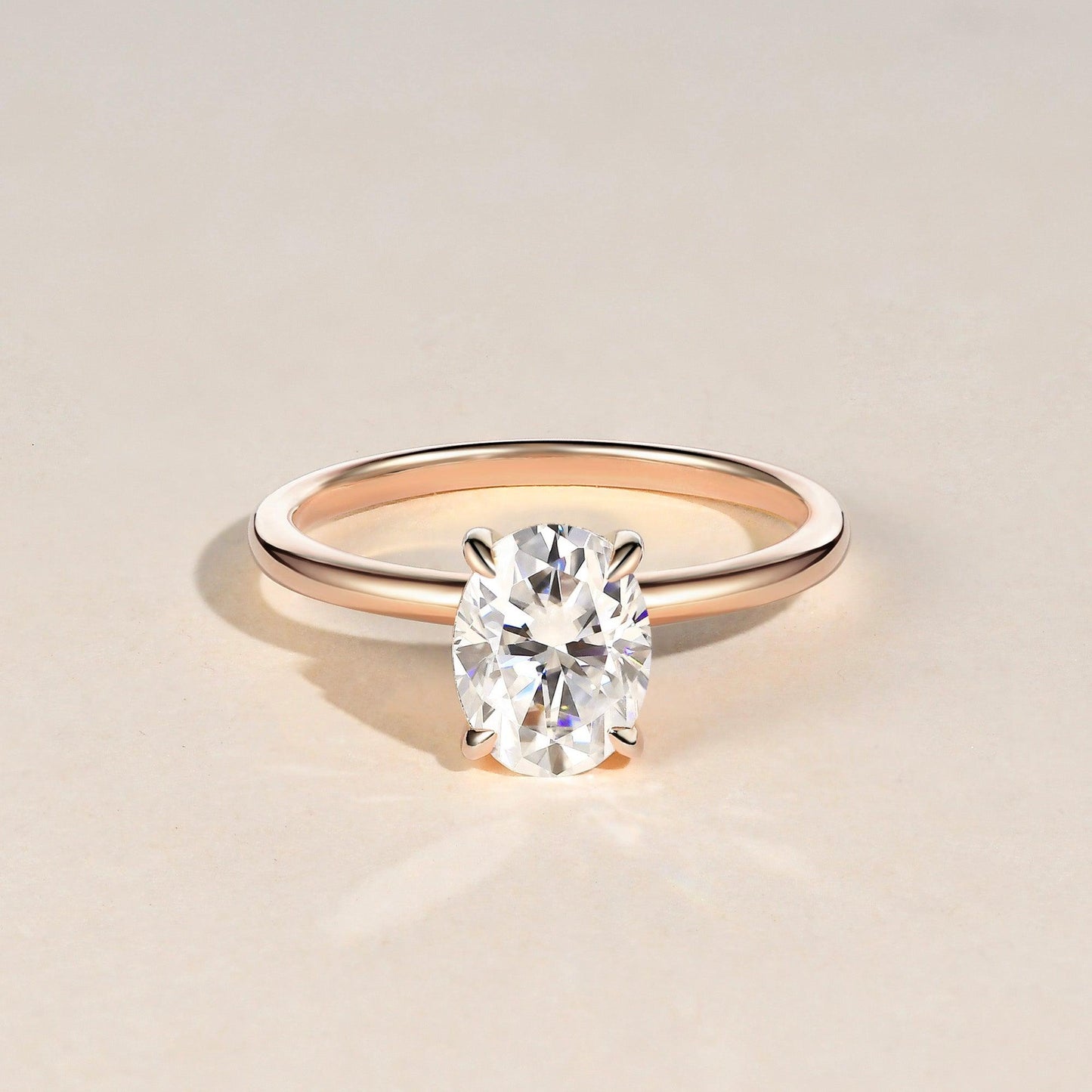 1.33 CT Oval Cut Solitaire Moissanite Engagement Ring 4