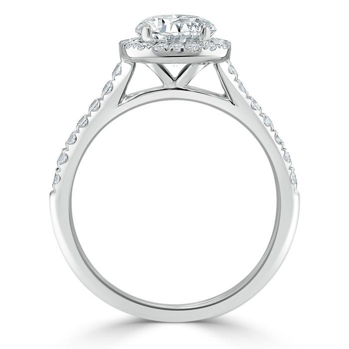 1.0 CT Pear Cut Halo Moissanite Engagement Ring With Pave Setting 4