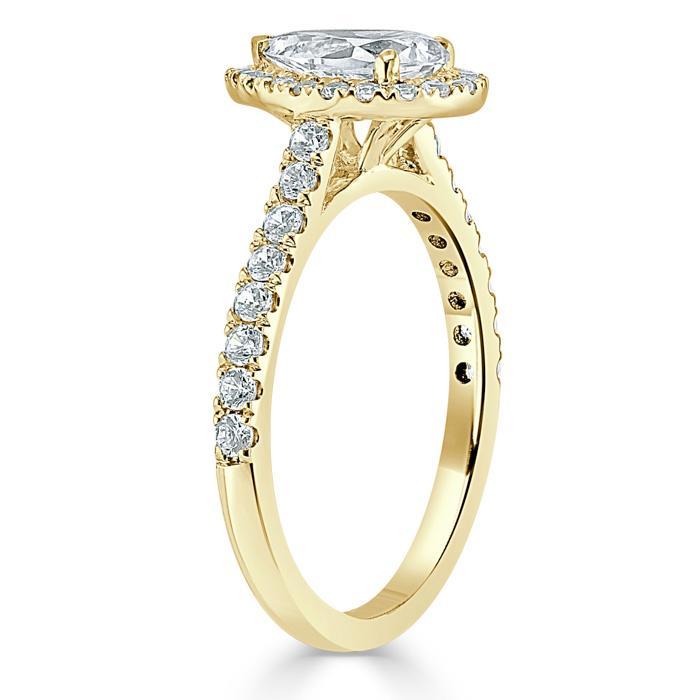 1.0 CT Pear Cut Halo Moissanite Engagement Ring With Pave Setting 6