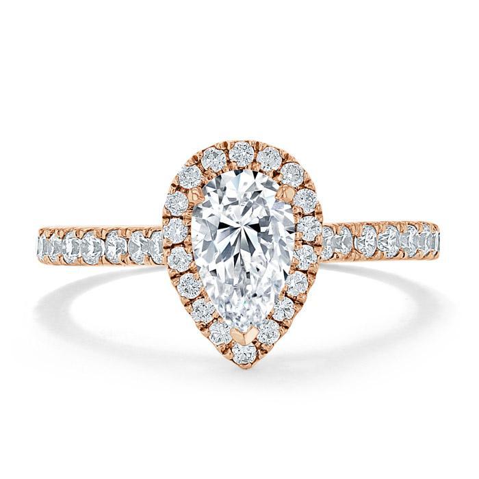 1.0 CT Pear Cut Halo Moissanite Engagement Ring With Pave Setting 7