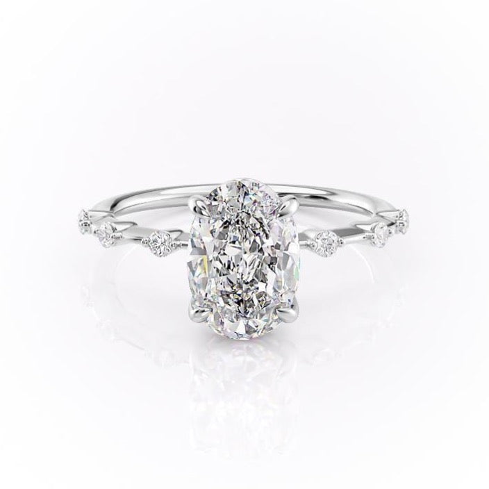2.72 CT Oval Cut Solitaire Dainty Pave Moissanite Engagement Ring 10