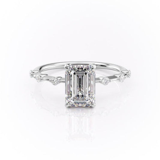 2.10 CT Emerald Cut Solitaire Dainty Style Moissanite Engagement Ring 10