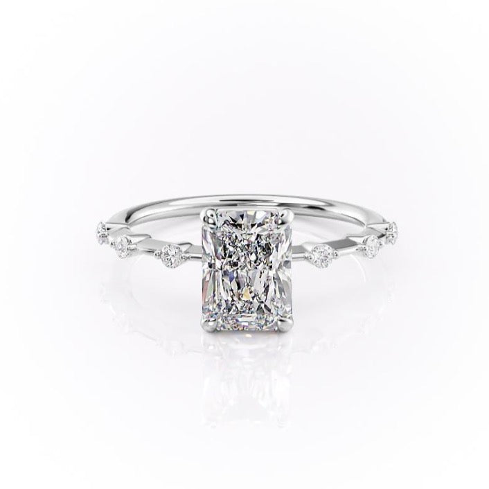 2.10 CT Radiant Solitaire Dainty Pave Set Moissanite Engagement Ring 10