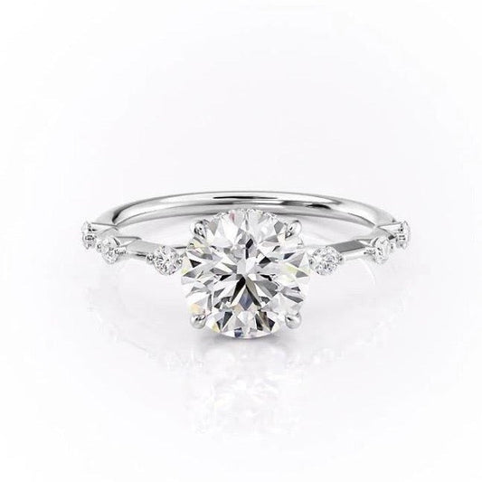 1.60 CT Round Cut Solitaire Dainty Pave Moissanite Engagement Ring 10