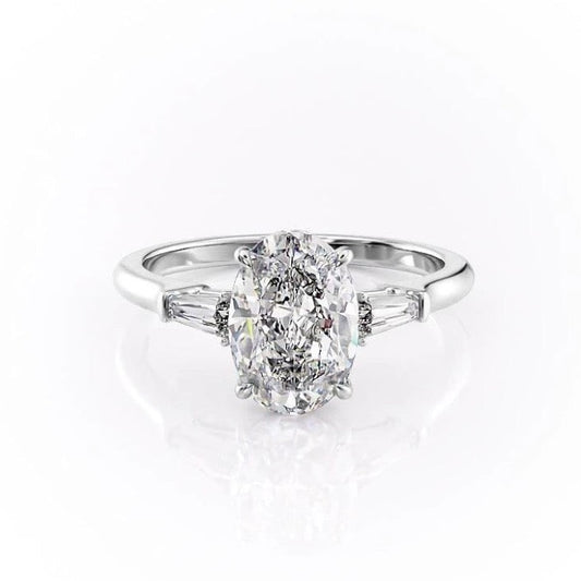 2.72 CT Oval Cut Three Stone Moissanite Engagement Ring 10