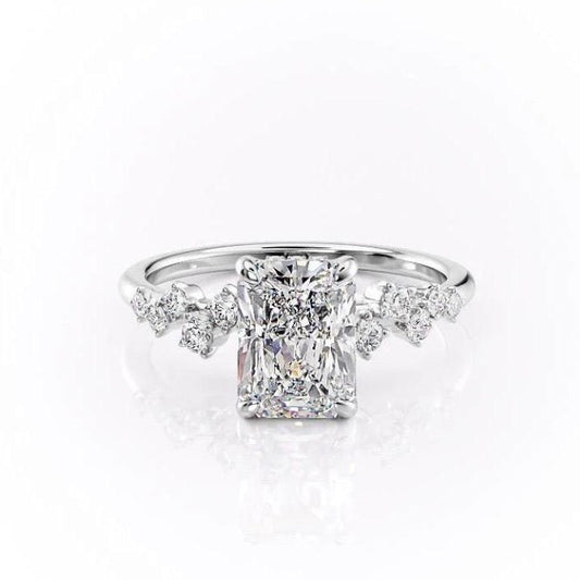 2.0 CT Radiant Cut Cluster Moissanite Engagement Ring 10