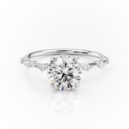 1.60 CT Round Solitaire Dainty Pave Set Moissanite Engagement Ring 10