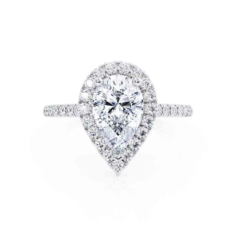 0.94 CT Pear Shaped Moissanite Halo Engagement Ring 3