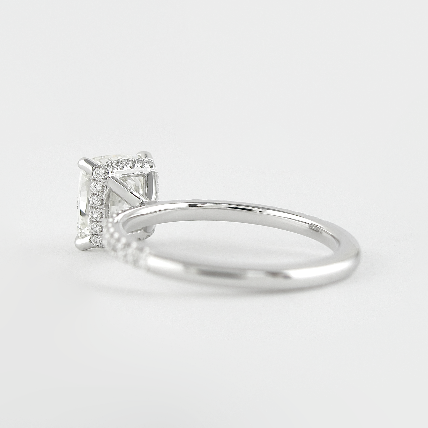 1.80 CT Cushion Hidden Halo & Pave Moissanite Engagement Ring 3