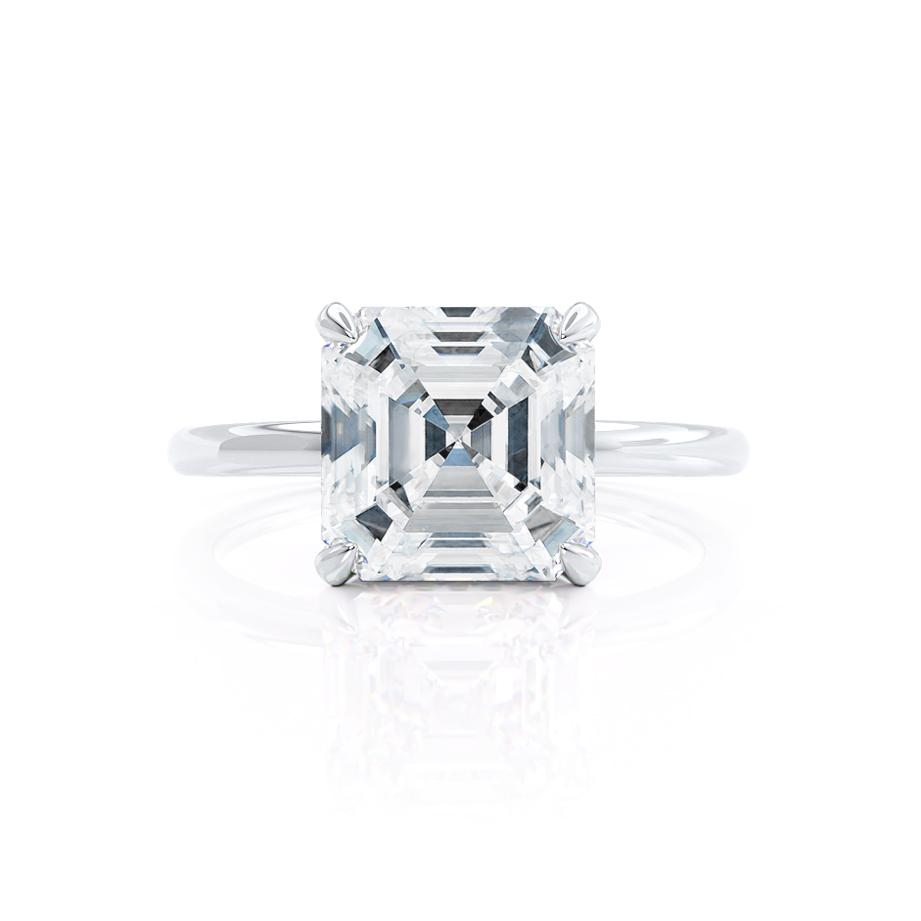 0.95 CT Asscher Shaped Moissanite Hidden Halo Style Engagement Ring 2