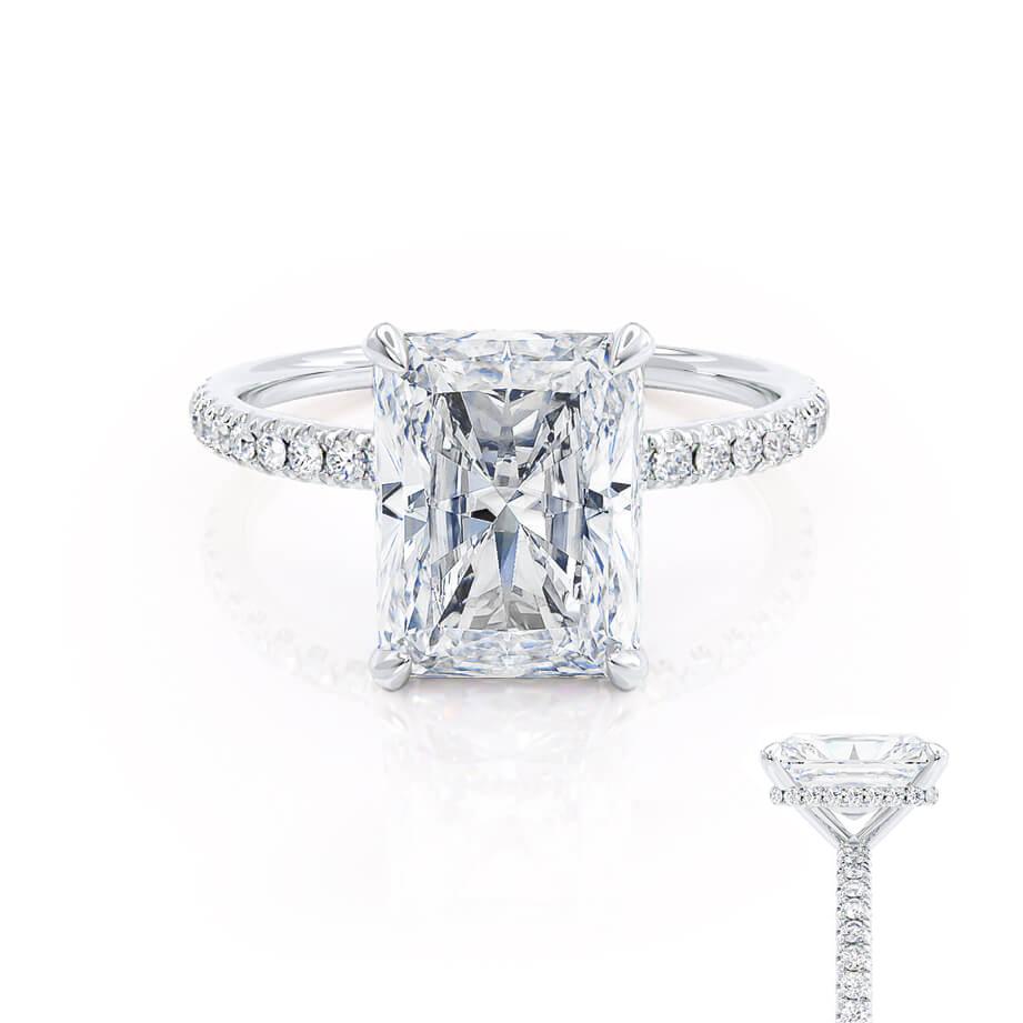 1.80 CT Radiant Shaped Moissanite Hidden Halo Engagement Ring 4