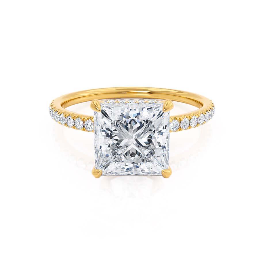 1.50 CT Princess Shaped Moissanite Hidden Halo Style Engagement Ring 2