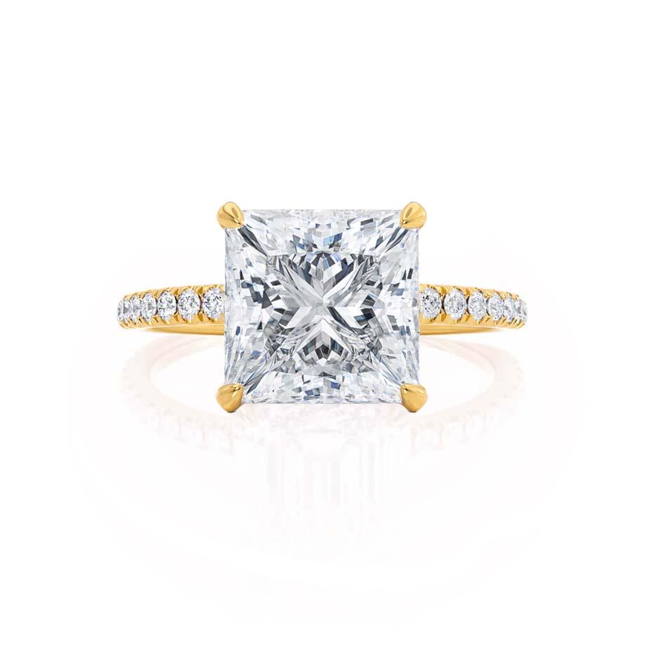 1.50 CT Princess Shaped Moissanite Hidden Halo Style Engagement Ring 4