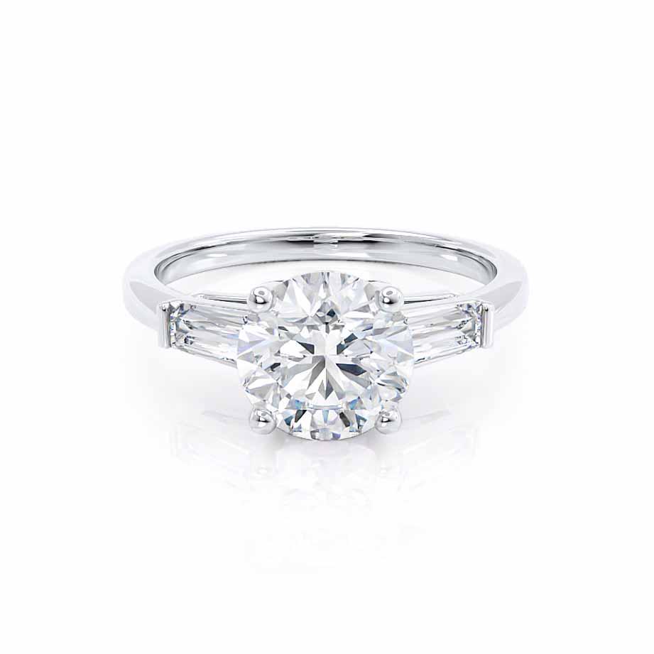 1.0 CT Round Shaped Moissanite Three Stone Engagement Ring 1