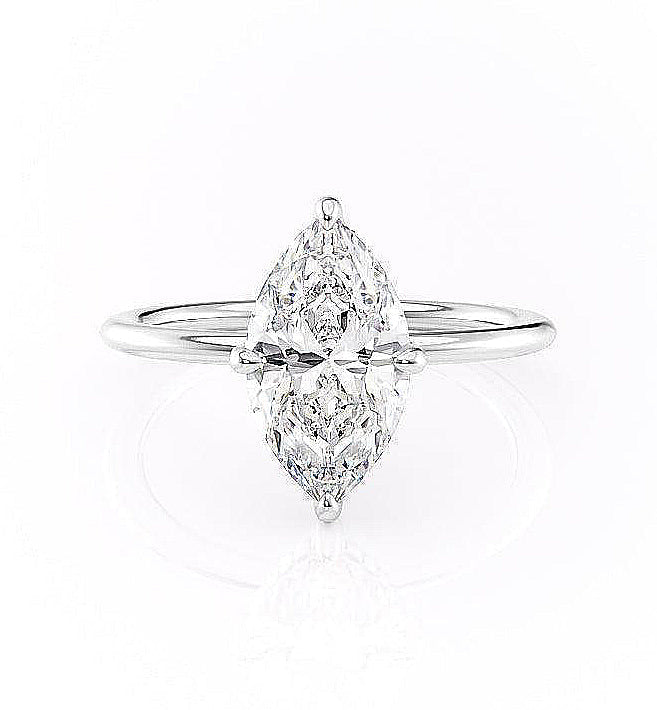 1.58 CT Marquise Cut Solitaire Hidden Halo Setting Moissanite Engagement Ring 10