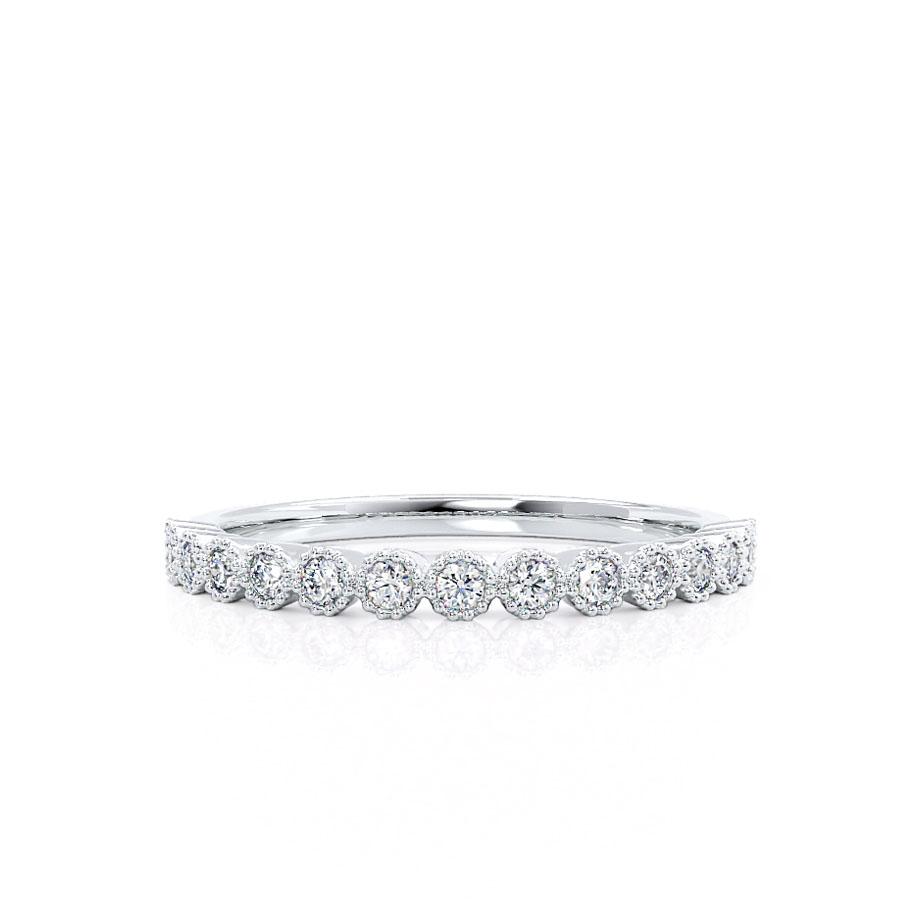 0.14 CT Round Shaped Moissanite Half Eternity Style Wedding Band 3