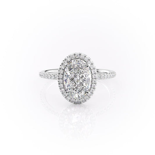 2.10 CT Oval Cut Halo Moissanite Engagement Ring 10