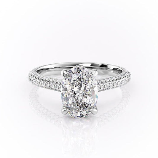 1.91 CT Oval Cut Solitaire Triple Pave Setting Moissanite Engagement Ring 10