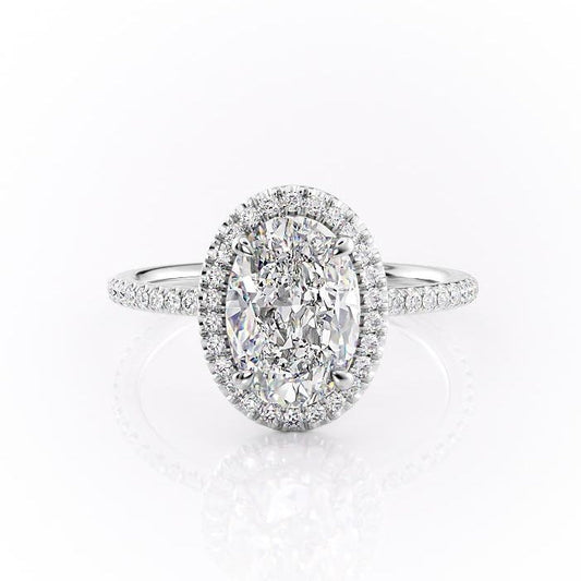 2.10 Oval Cut Halo Style Moissanite Engagement Ring 10