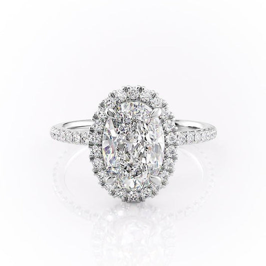 2.10 CT Oval Cut Halo Pave Setting Moissanite Engagement Ring 10