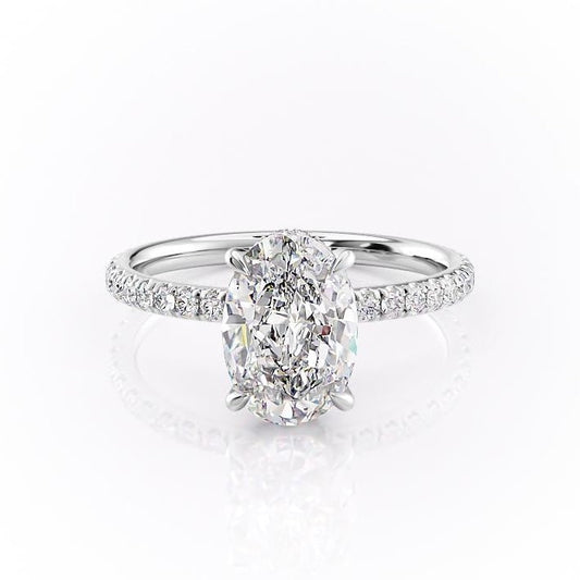 2.10 CT Oval Cut Solitaire Pave Setting Moissanite Engagement Ring 10