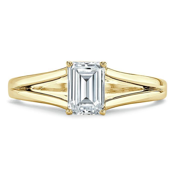 0.75 CT Emerald Cut Solitaire Split Shank Moissanite Engagement Ring 5