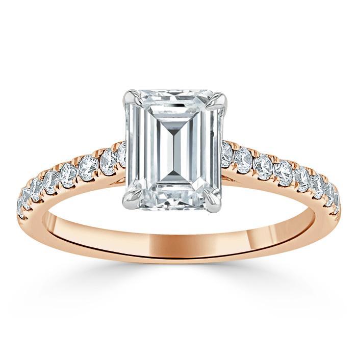 1.50 CT Emerald Cut Solitaire Pave Setting Moissanite Engagement Ring 7