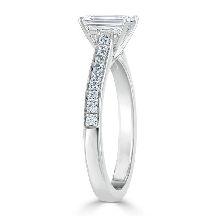 0.75 CT Emerald Cut Solitaire Moissanite Engagement Ring 4