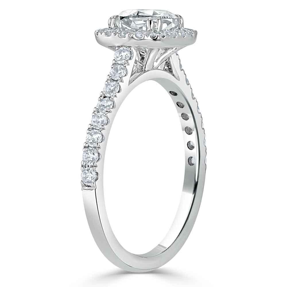 1.0 CT Cushion Cut Halo Pave Moissanite Engagement Ring 3