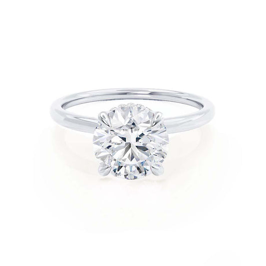 1.50 CT Round Shaped Moissanite Hidden Halo Style Engagement Ring 1