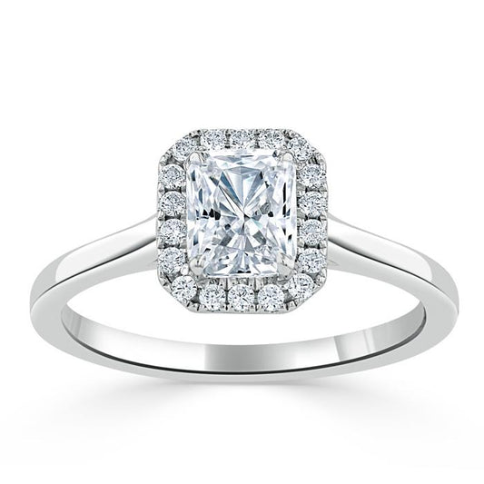 1.0 CT Radiant Cut Halo Moissanite Engagement Ring 1