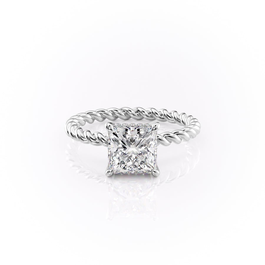 2.51 CT Princess Solitaire & Twisted Band Moissanite Engagement Ring 10